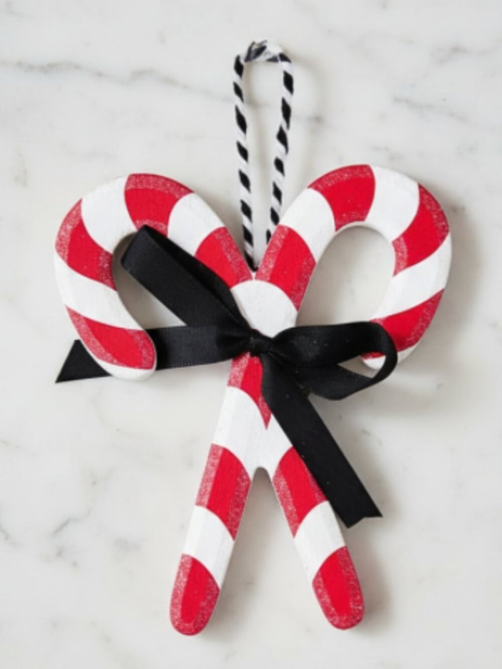 Set/4 Wooden Candy Cane Ornaments